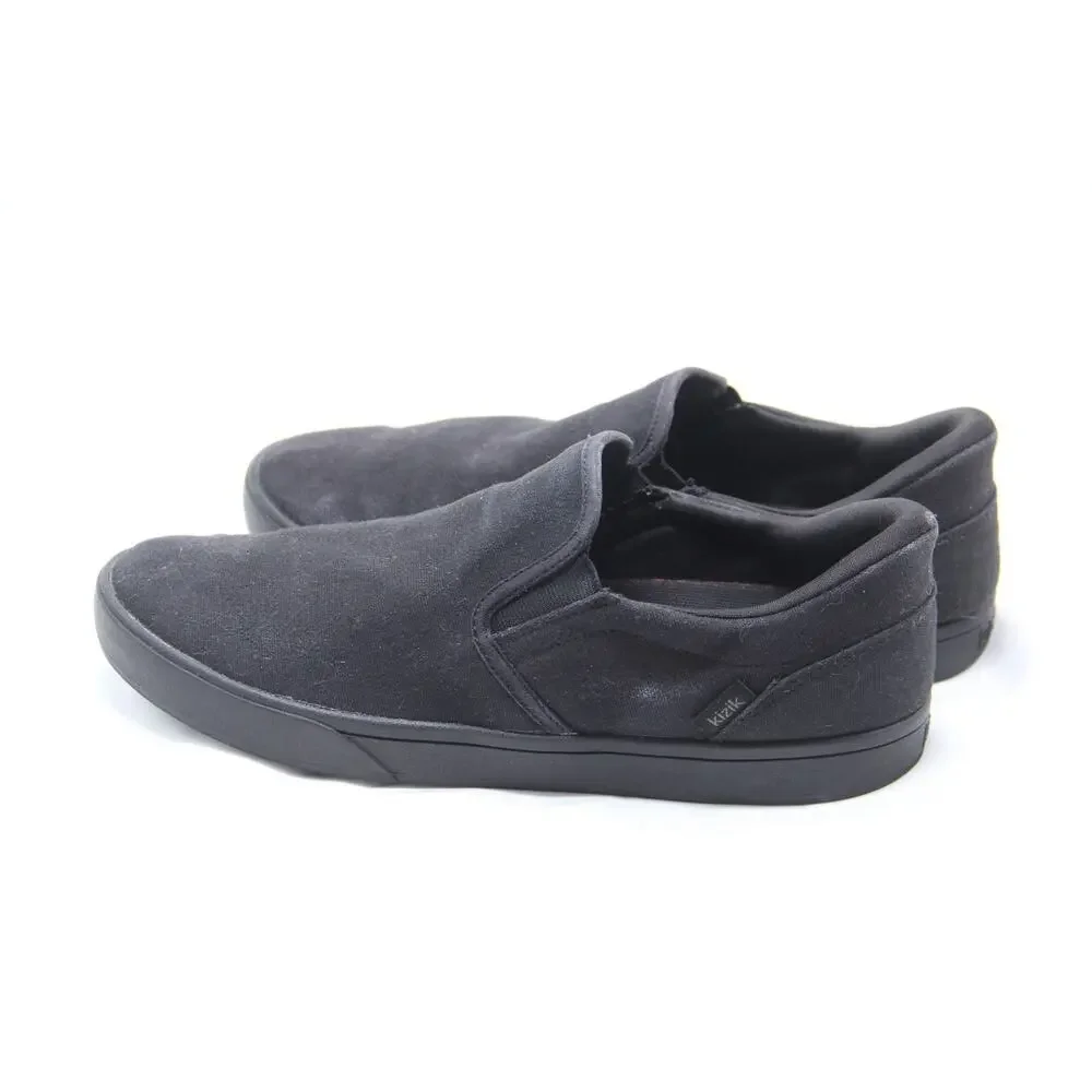 Kizik Venice Step In Shoes Mens Size 10 Womens 11.5 Black Canvas Loafer DVENBK02